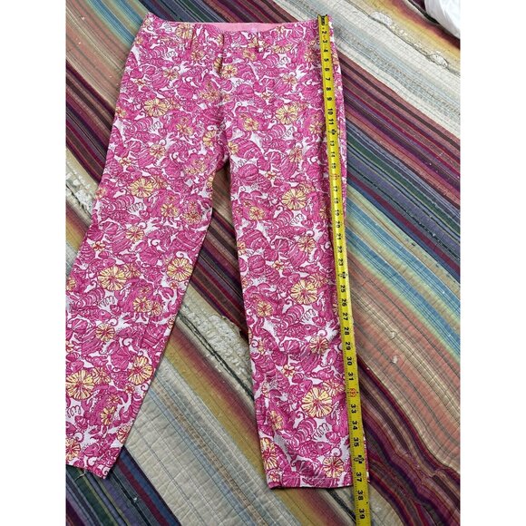 Lilly Pulitzer Womens Whitney Resort Pink Chum Bucket Roll Up Pants Size 10 - Picture 8 of 9